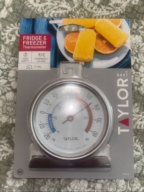 Taylor Fridge & Freezer Thermometer - Silver, White, Blue, Red